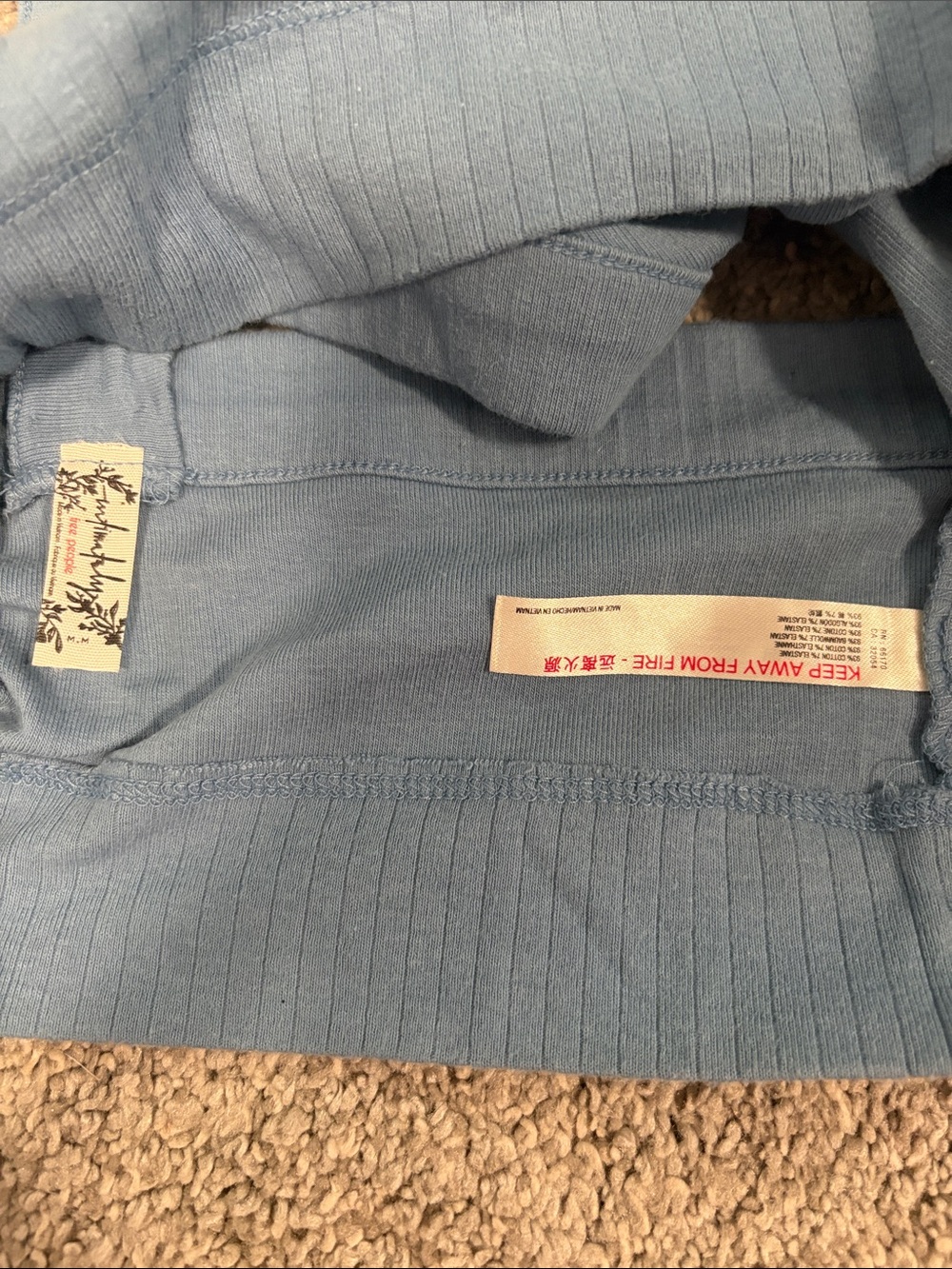 Free People Ribbed Blue High-Neck Tank Top - Picture 2 of 4